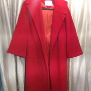 Vintage Long Wrap Red Wool Coat Size 6